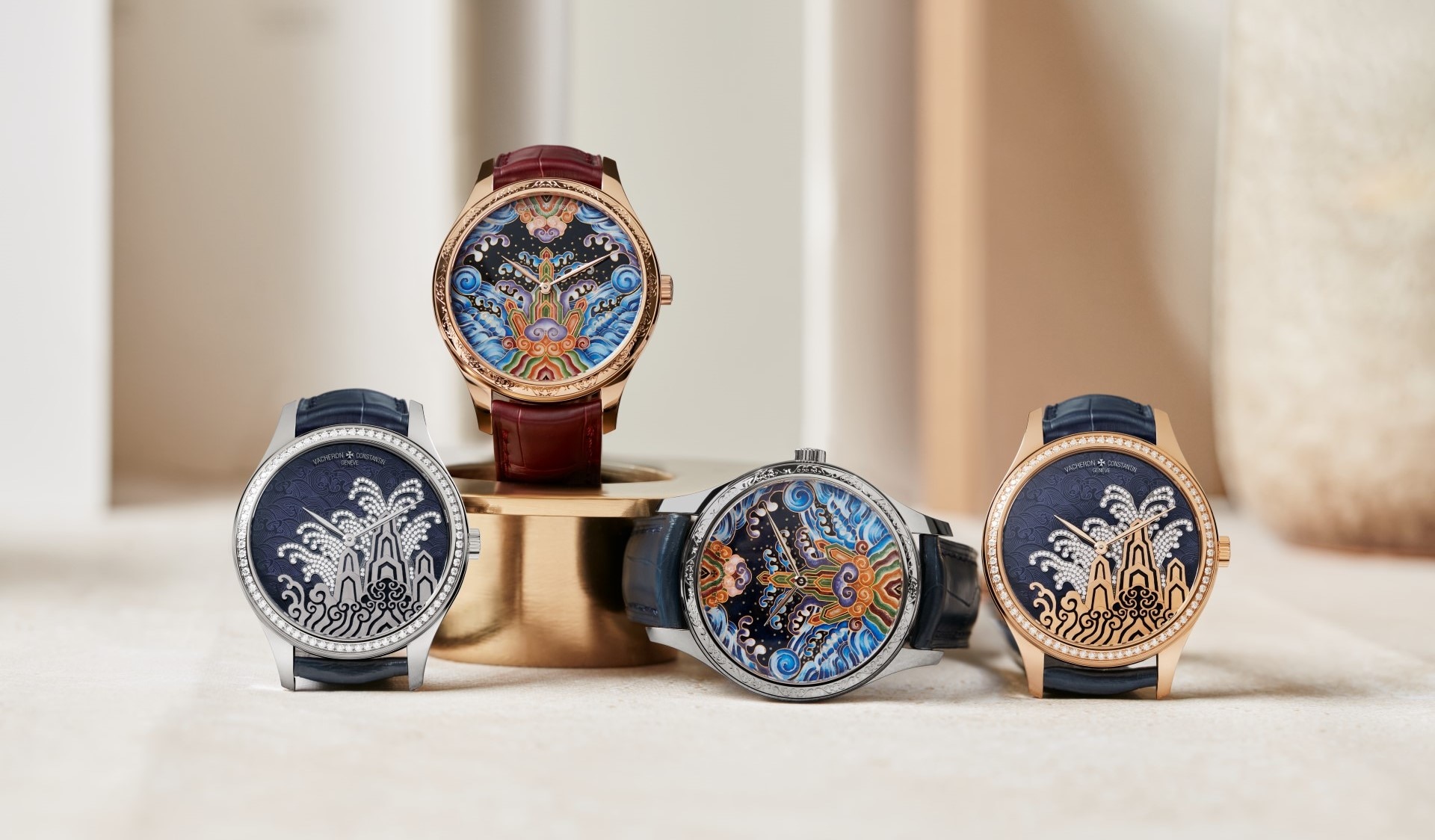 Four watches in different colours